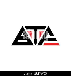 Logo de lettre triangle BTF avec forme de triangle. Monogramme de logo triangle BTF. Modèle de logo vecteur triangle BTF avec couleur rouge. BTF triangul Illustration de Vecteur