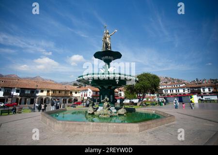 Cusco, Pérou ; 1 janvier 2023 : la Plaza de Armas Cusco était l'épicentre politique et économique de nombreuses civilisations Banque D'Images