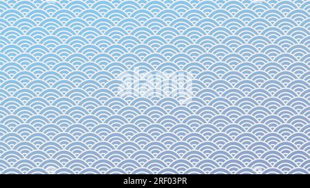 Fond traditionnel japonais ou chinois blanc et bleu clair de motif de vague. Fond d'illustration orientale plein cadre haute résolution, espace de copie. Banque D'Images