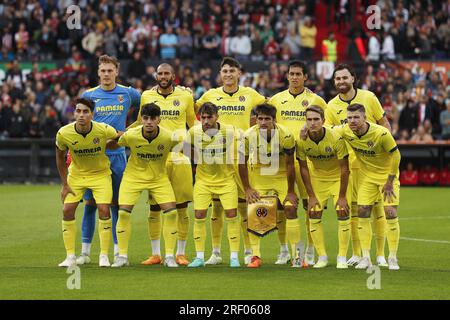 ROTTERDAM - (rangée supérieure lr) gardien de Villarreal CF Filip Jorgensen, Etienne Capoue de Villarreal CF , Jorge Cuenca de Villarreal CF , Aissa Mandi de Villarreal CF , Ben Brereton de Villarreal CF (rangée inférieure LR) Ramon Terrats de Villarreal CF , Victor Moreno ou Villarreal CF, Adria Altamira de Villarreal CF, Gerard Moreno de Villarreal CF, Denis Suarez de Villarreal CF, Alberto Moreno de Villarreal CF lors du match amical entre Feyenoord et Villareal CF au Feyenoord Stadion de Kuip le 27 juillet 2023 à Rotterdam, pays-Bas. AP | taille néerlandaise | BART STOUTJESDYK Banque D'Images