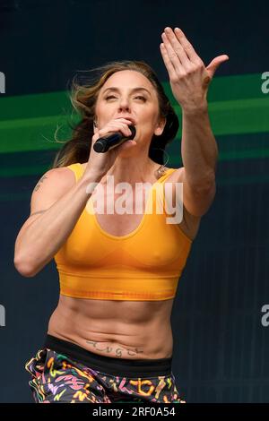 Lulworth, Royaume-Uni. 30 juillet 2023. Melanie Jayne Chisholm, mieux connue sous les noms de Melanie C ou Mel C, se produit en direct sur scène au festival familial Camp Bestival à Lulworth. (Photo de Dawn Fletcher-Park/SOPA Images/Sipa USA) crédit : SIPA USA/Alamy Live News Banque D'Images