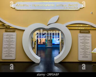 Kazakhstan, Almaty. Musée d'histoire d'Almaty, vue intérieure. Le Kazakhstan prétend être l'endroit où les pommes ont été découvertes pour la première fois. Banque D'Images