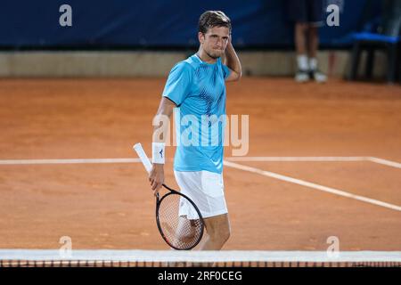 Vérone, Italie. 30 juillet 2023. Exultation de vit Kopriva lors de la finale de Internazionali di Verona - ATP Challenger 100 tournoi de tennis au Circolo tennis Scaligero à Vérone le 30 juillet 2023, Vérone Italie. Crédit : Agence photo indépendante/Alamy Live News Banque D'Images