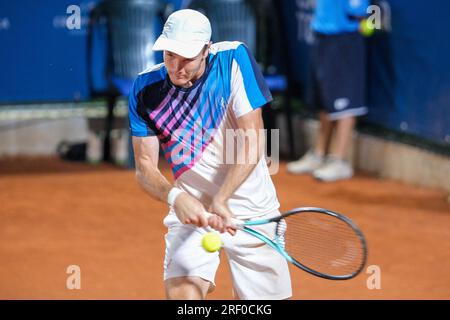 Vérone, Italie. 30 juillet 2023. Vitaliy Sachko en action lors de la finale de Internazionali di Verona - ATP Challenger 100 tournoi de tennis au Circolo tennis Scaligero à Vérone le 30 juillet 2023, Vérone Italie. Crédit : Live Media Publishing Group/Alamy Live News Banque D'Images