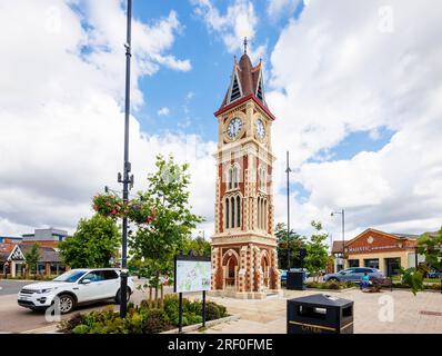 La tour de l'horloge du jubilé de la reine Victoria érigée en 1890 pour commémorer le jubilé d'or de la reine Victoria en 1887, Newmarket, West Suffolk, est de l'Angleterre Banque D'Images