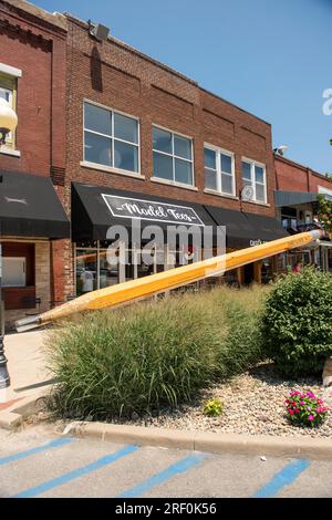 Souvent confondu avec le plus grand du monde, celui-ci est juste une réplique super grande taille d'un crayon préféré d'un professeur. Casey, Illinois. Banque D'Images