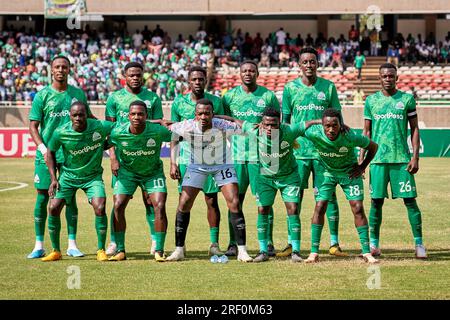 Nairobi, Kenya. 25 juin 2023. GOR Mahia commence onze heures. Nairobi City Stars contre Gor Mahia, Premier League kenyane. GOR Mahia a gagné 4-1, devenant champion de la première Ligue kenyane. Stade Kasarani. Crédit : XtraTimeSports (Darren McKinstry) / Alamy. Banque D'Images