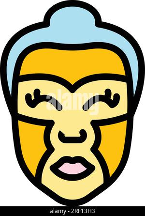 Vecteur de contour d'icône de massage facial de peau. Visage de femme. Entretien des rouleaux à plat Illustration de Vecteur