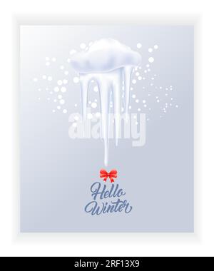 Bonjour lettrage d'hiver avec des glaçons Illustration de Vecteur