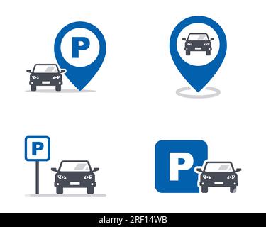 ensemble d'icônes de stationnement pour les voitures. illustration vectorielle plate. Illustration de Vecteur