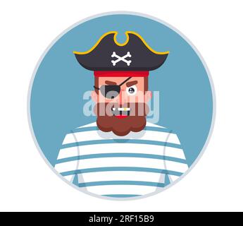 personnage pirate dans un gilet. illustration vectorielle plate. Illustration de Vecteur