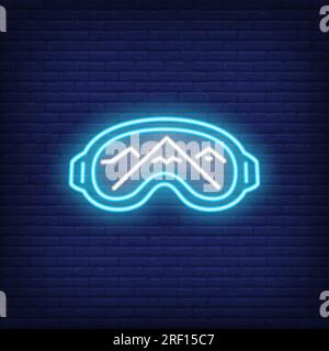 Enseigne au néon pour lunettes de ski Illustration de Vecteur