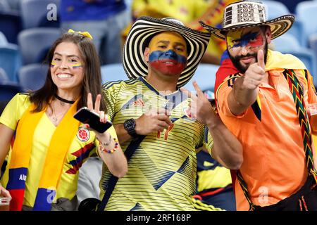 Sydney, Australie. 30 juillet 2023. Les supporters colombiens montrent leur soutien avant le match du groupe H de la coupe du monde féminine de la FIFA 2023 entre l'Allemagne et la Colombie au stade de football de Sydney le 30 juillet 2023 à Sydney, en Australie Credit : IOIO IMAGES/Alamy Live News Banque D'Images