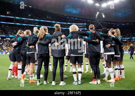 Sydney, Australie. 30 juillet 2023. Les joueuses allemandes se rassemblent avant le match du groupe H de la coupe du monde féminine de la FIFA 2023 entre l'Allemagne et la Colombie au stade de football de Sydney le 30 juillet 2023 à Sydney, en Australie Credit : IOIO IMAGES/Alamy Live News Banque D'Images