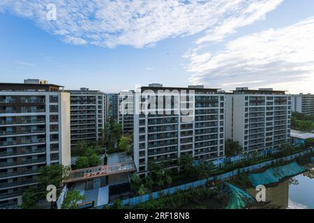 Le lever du soleil sur la ville de Chengdu. Banque D'Images