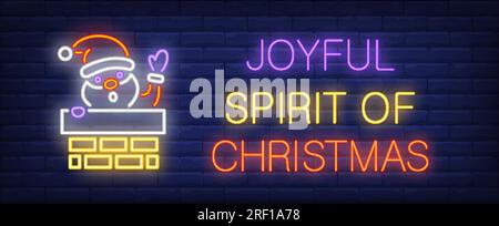 Esprit joyeux du signe néon de Noël Illustration de Vecteur