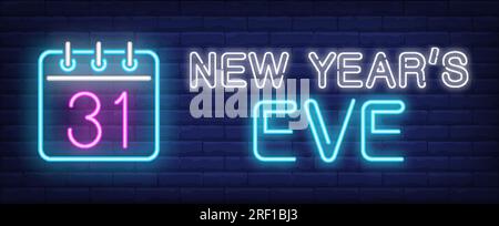 Enseigne au néon de la Saint-Sylvestre Illustration de Vecteur