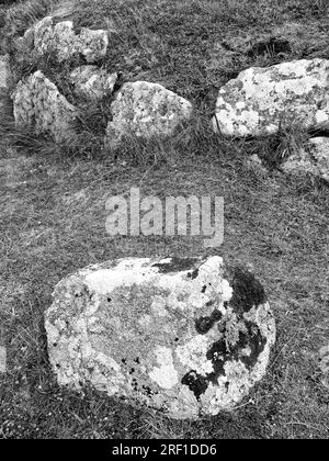 Chambre funéraire de Bant's Carn et Halangy Down Ancient Village, Banque D'Images