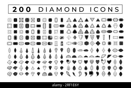 200 icônes de diamant vectoriel bundle Illustration de Vecteur