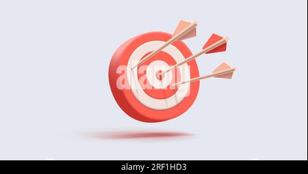 Tableau de ciblage, cercles rouges et blancs avec des flèches, icône de cible de fléchettes, public marketing ou bisiness Illustration de Vecteur