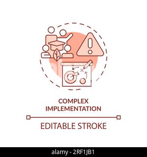 Concept d'icône de ligne d'implémentation complexe personnalisable en 2D. Illustration de Vecteur