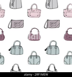 Femmes sacs sans couture motif. Arrière-plan avec les femmes sac à main accessoires de mode Illustration de Vecteur