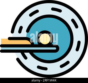 Vecteur de contour d'icône irm Gurney. Acquisition d'imagerie. Machine médicale couleur plate Illustration de Vecteur