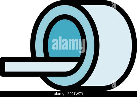 Vecteur de contour de l'icône de la technologie IRM. Résonance magnétique. Scanner médical couleur plat Illustration de Vecteur