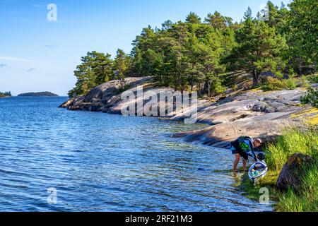 Sur l'île de Utterböte, Kirkkonummi, Finlande Banque D'Images
