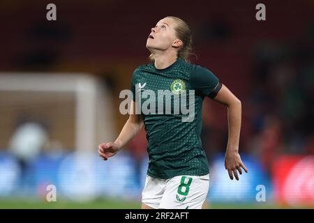 Ruesha Littlejohn, irlandaise, est vue avant le match du groupe B de la coupe du monde féminine de la FIFA 2023 Irlande femmes vs Nigeria femmes au Suncorp Stadium, Brisbane, Australie, le 31 juillet 2023 (photo de Patrick Hoelscher/News Images) Banque D'Images