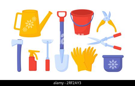Ensemble de vecteur d'outils de jardin Illustration de Vecteur