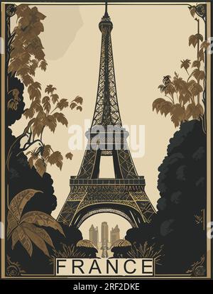 Design d'affiche vintage de la France Illustration de Vecteur