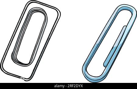 clips en métal vectoriel. clips bleus et gris. illustration vectorielle trombones sur fond blanc Illustration de Vecteur