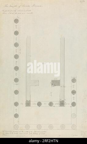 Dessin architectural du temple de Sunias Minerva entre 1802 et 1804 par Robert Smirke Banque D'Images