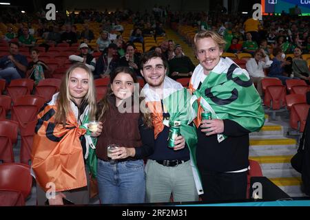 Brisbane, Australie. 31 juillet 2023. Supporters irlandais avant la coupe du monde féminine de la FIFA 2023 Groupe B match Irlande femmes vs Nigeria femmes au Suncorp Stadium, Brisbane, Australie, 31 juillet 2023 (photo de Patrick Hoelscher/News Images) crédit : News Images LTD/Alamy Live News Banque D'Images