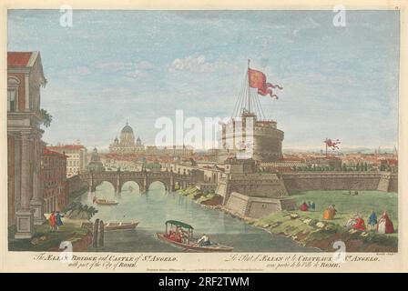 Le pont Aélien et le château de St. Angelo, avec une partie de la ville de Rome par Carington Bowles Banque D'Images