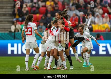 Adélaïde, Australie. 30 juillet 2023. Firo : 07/30/2023 football football football femmes équipe nationale féminine coupe du monde de la FIFA 2023 coupe du monde 2023 coupe du monde féminine de la FIFA WomenÂ 2023 Corée du Sud - Maroc 0 : 1 célébration finale les joueurs marocains célèbrent à temps plein crédit : dpa/Alamy Live News Banque D'Images