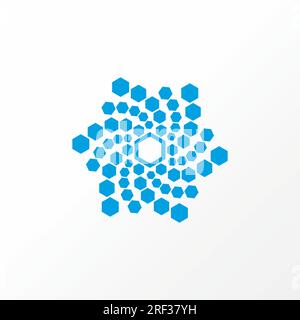 Logo design concept graphique créatif abstrait premium signe vecteur stock cercle petit à grand sur hexagone tourner à droite. Motif d'illustration connexe Illustration de Vecteur
