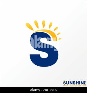 Logo design concept graphique créatif abstrait premium vecteur stock initiale lettre S police avec lever du soleil sur le dessus. Lié à la plage de vacances Happy Morning Illustration de Vecteur