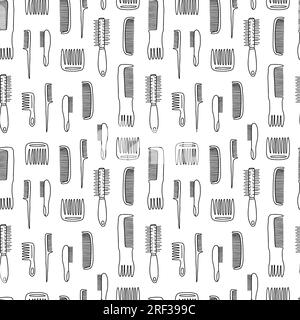 Peigne à cheveux Doodle modèle sans couture Illustration de Vecteur