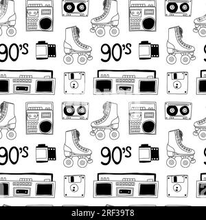 modèle sans couture de vecteur de partie des années 90 Illustration de Vecteur