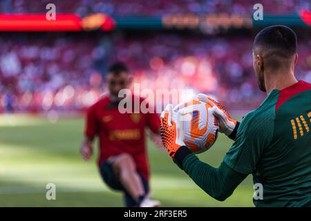 Ricardo s'est échauffé avec le gardien Diogo Costa lors du match de qualification UEFA Euro 2024 entre les équipes nationales du Portugal et de Bosnie-Herzégovine Banque D'Images