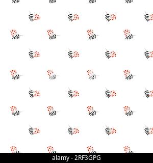 Rowan Berry Seamless modèle d'automne sur fond blanc. Illustration plate vectorielle pour la conception, l'impression, le textile, le tissu, les papiers peints Illustration de Vecteur