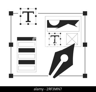 Objet vectoriel isolé monochrome plat de logiciel de graphiste Illustration de Vecteur
