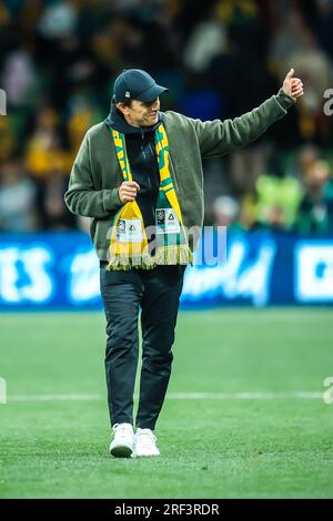 Brisbane, Queensland, Australie. 31 juillet 2023. MELBOURNE, AUSTRALIE - 31 JUILLET : Tony Gustavsson, entraîneur-chef de l'Australie Matildas célèbre battre le Canada à la coupe du monde féminine de la FIFA, Australie et Nouvelle-Zélande 2023 au stade rectangulaire de Melbourne le 31 juillet 2023 (image de crédit : © Chris Putnam/ZUMA Press Wire) À USAGE ÉDITORIAL SEULEMENT! Non destiné à UN USAGE commercial ! Banque D'Images