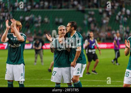 Yuri Ribeiro et Josue Pesqueira lors du match PKO BP Ekstraklasa 2023/24 entre Legia Warszawa et LKS Lodz au Marshall Józef Piłsudski's Municipal Banque D'Images