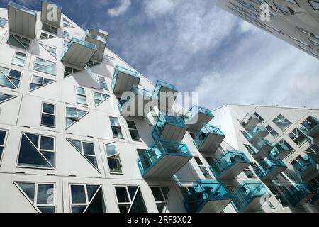 Les maisons Iceberg, Aarhus docklands, Danemark. Banque D'Images