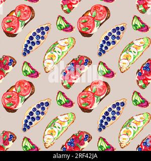 pâte à l'aquarelle et motifs bruschetta Banque D'Images