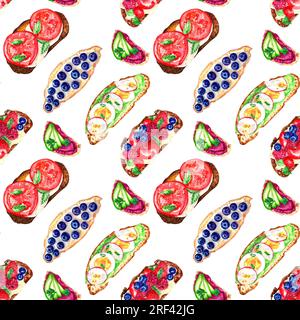 pâte à l'aquarelle et motifs bruschetta Banque D'Images