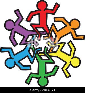 groupe de personnes dansant en harmonie, incarnant l’inclusivité et le bonheur collectif Illustration de Vecteur